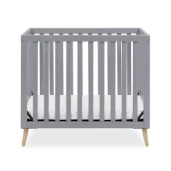 Baby Cribs*Delta Children Essex Convertible Mini Baby Crib with 2.75-Inch Mattress, Greenguard Gold Certified Grey with Natural (1359)