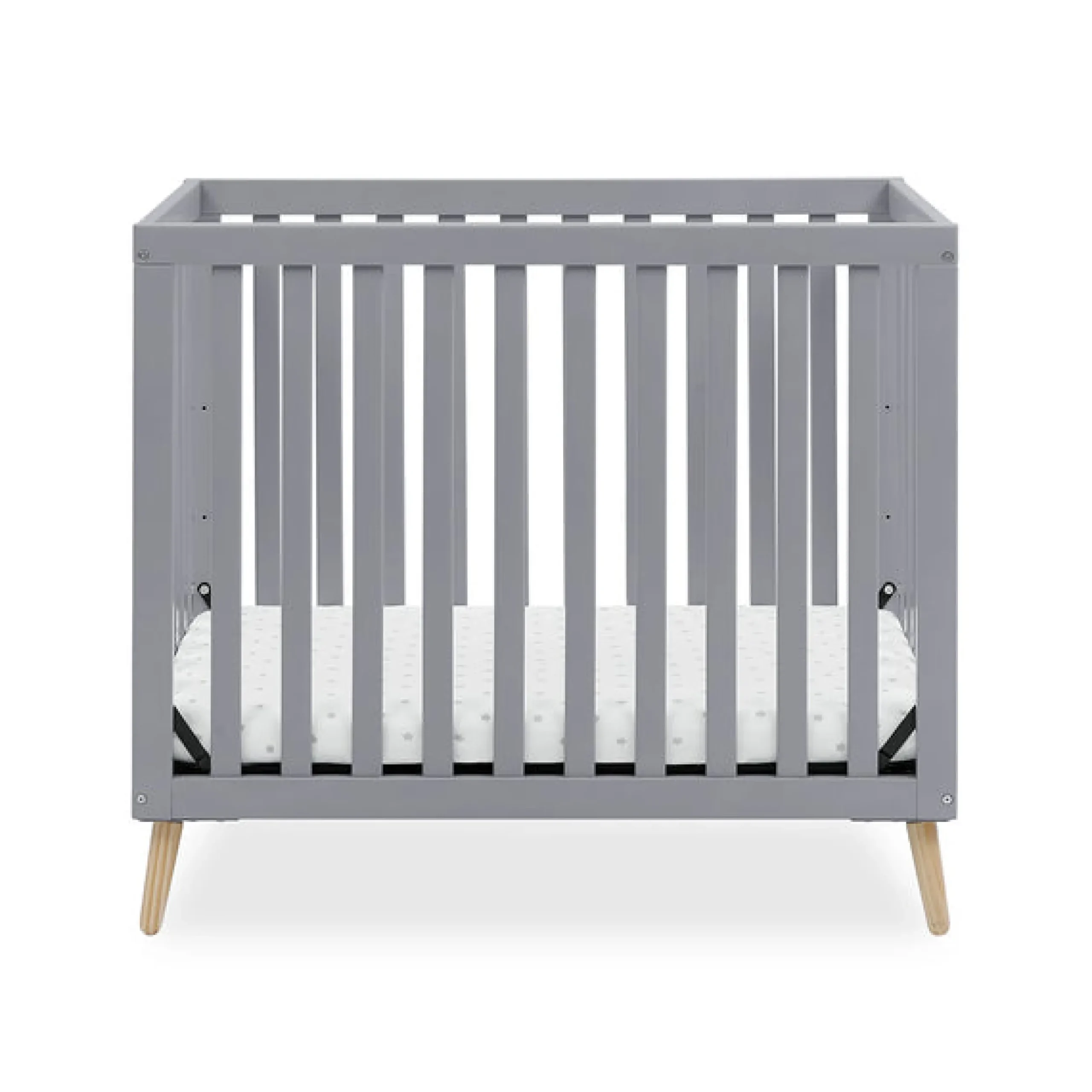 Baby Cribs*Delta Children Essex Convertible Mini Baby Crib with 2.75-Inch Mattress, Greenguard Gold Certified Grey with Natural (1359)