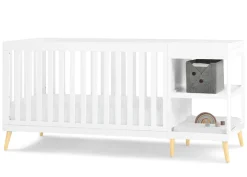 Baby Cribs*Delta Children Essex 4-in-1 Convertible Crib and Changer Bianca White with Natural (123)