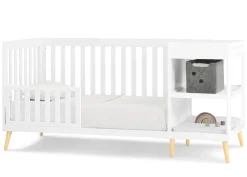 Baby Cribs*Delta Children Essex 4-in-1 Convertible Crib and Changer Bianca White with Natural (123)