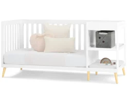 Baby Cribs*Delta Children Essex 4-in-1 Convertible Crib and Changer Bianca White with Natural (123)