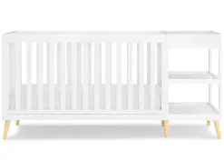 Baby Cribs*Delta Children Essex 4-in-1 Convertible Crib and Changer Bianca White with Natural (123)