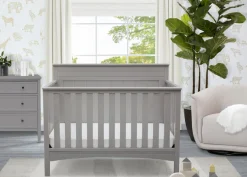 Baby Cribs*Delta Children Fancy 4-in-1 Convertible Crib Grey (026)