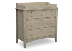 Dressers & Changing Tables|Dressers*Delta Children Farmhouse 3 Drawer Dresser with Changing Top and Interlocking Drawers Textured Limestone (1340)