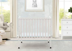 Baby Cribs*Delta Children Folding Portable Mini Baby Crib with 1.5-inch Mattress White (100)
