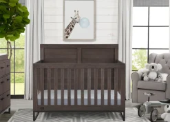 Baby Cribs*Simmons Kids Foundry 6-in-1 Convertible Crib Rustic Grey with Matte Black (1469)