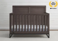 Baby Cribs*Simmons Kids Foundry 6-in-1 Convertible Crib Rustic Grey with Matte Black (1469)