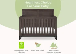 Baby Cribs*Simmons Kids Foundry 6-in-1 Convertible Crib Rustic Grey with Matte Black (1469)