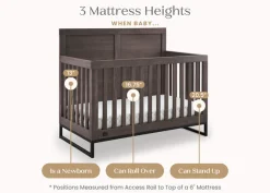Baby Cribs*Simmons Kids Foundry 6-in-1 Convertible Crib Rustic Grey with Matte Black (1469)
