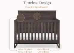 Baby Cribs*Simmons Kids Foundry 6-in-1 Convertible Crib Rustic Grey with Matte Black (1469)