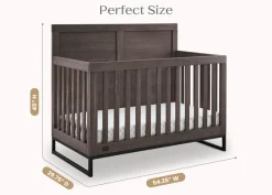 Baby Cribs*Simmons Kids Foundry 6-in-1 Convertible Crib Rustic Grey with Matte Black (1469)