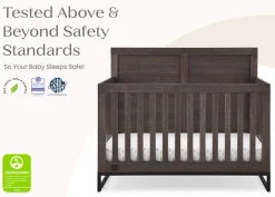 Baby Cribs*Simmons Kids Foundry 6-in-1 Convertible Crib Rustic Grey with Matte Black (1469)