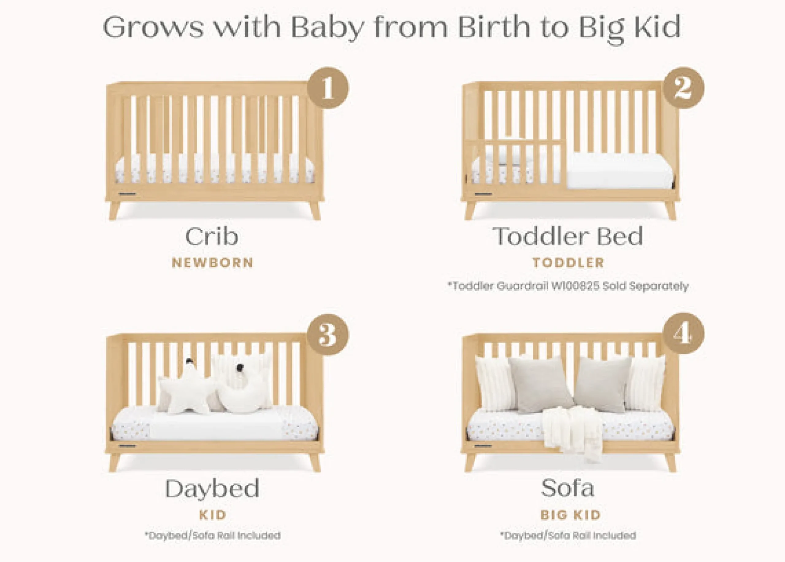 Baby Cribs*Delta Children Frankie 4-in-1 Convertible Crib Natural (746)