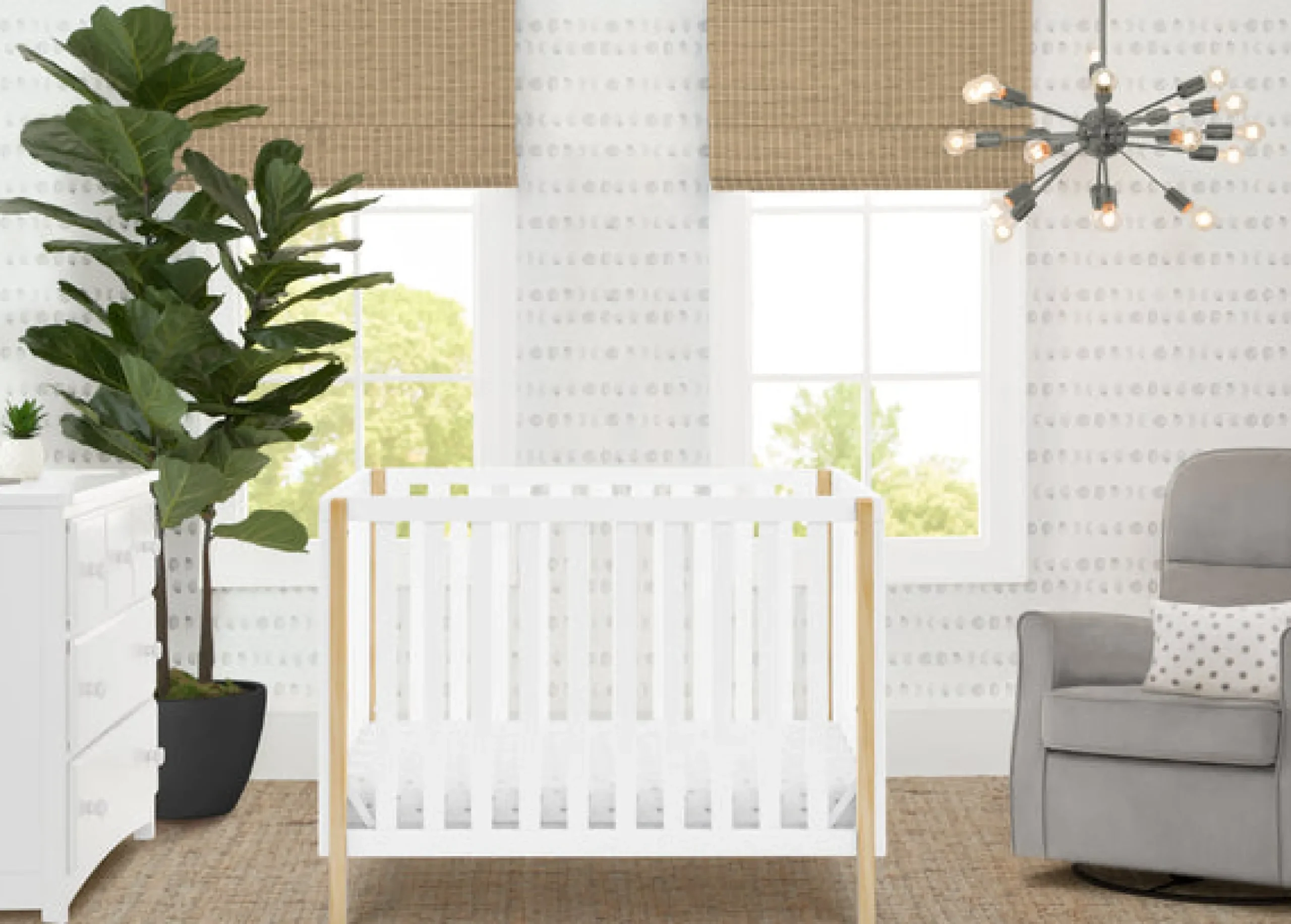 Baby Cribs*Delta Children Gio Mini Crib with 2.75-Inch Mattress Bianca White with Natural (123)