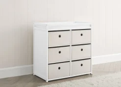 Dressers & Changing Tables|Dressers*Delta Children Hayes Fabric Bin Changer Bianca White with Flax (769)