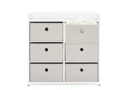 Dressers & Changing Tables|Dressers*Delta Children Hayes Fabric Bin Changer Bianca White with Flax (769)