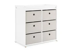 Dressers & Changing Tables|Dressers*Delta Children Hayes Fabric Bin Changer Bianca White with Flax (769)