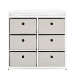 Dressers & Changing Tables|Dressers*Delta Children Hayes Fabric Bin Changer Bianca White with Flax (769)