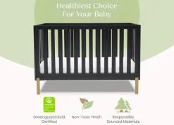 Baby Cribs*Delta Children Hendrix 4-in-1 Convertible Crib Midnight Grey with Metal (1361)
