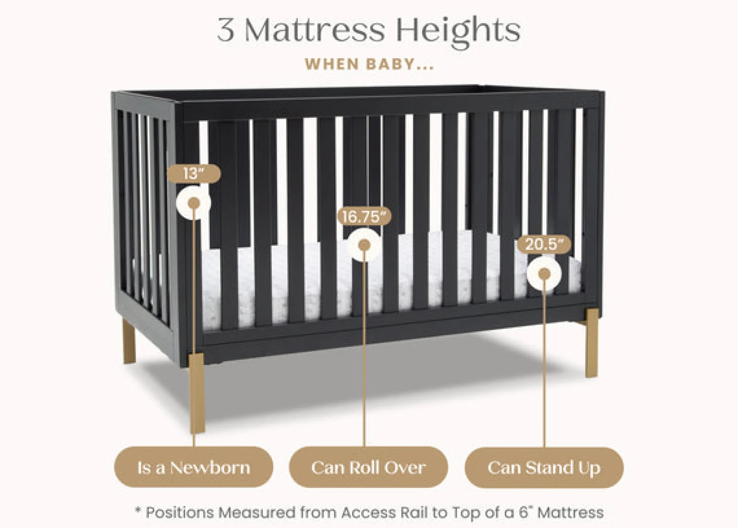 Baby Cribs*Delta Children Hendrix 4-in-1 Convertible Crib Midnight Grey with Metal (1361)