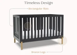 Baby Cribs*Delta Children Hendrix 4-in-1 Convertible Crib Midnight Grey with Metal (1361)