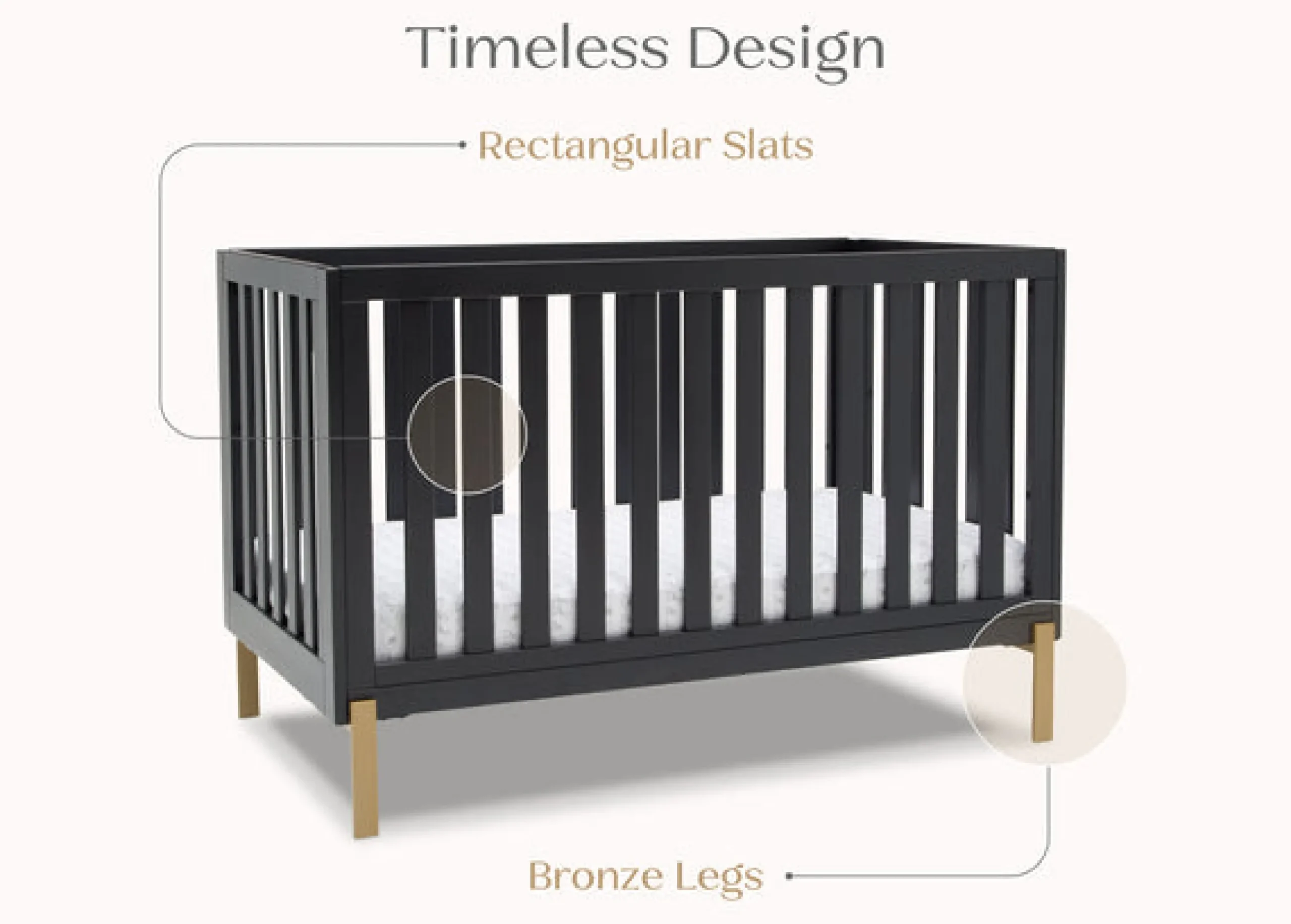 Baby Cribs*Delta Children Hendrix 4-in-1 Convertible Crib Midnight Grey with Metal (1361)