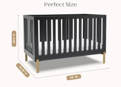Baby Cribs*Delta Children Hendrix 4-in-1 Convertible Crib Midnight Grey with Metal (1361)