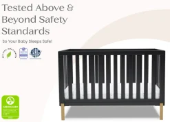 Baby Cribs*Delta Children Hendrix 4-in-1 Convertible Crib Midnight Grey with Metal (1361)