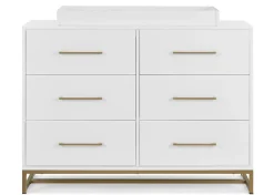 Dressers & Changing Tables|Dressers*Delta Children Jade 6 Drawer Dresser with Interlocking Drawers Bianca White with Melted Bronze (186)