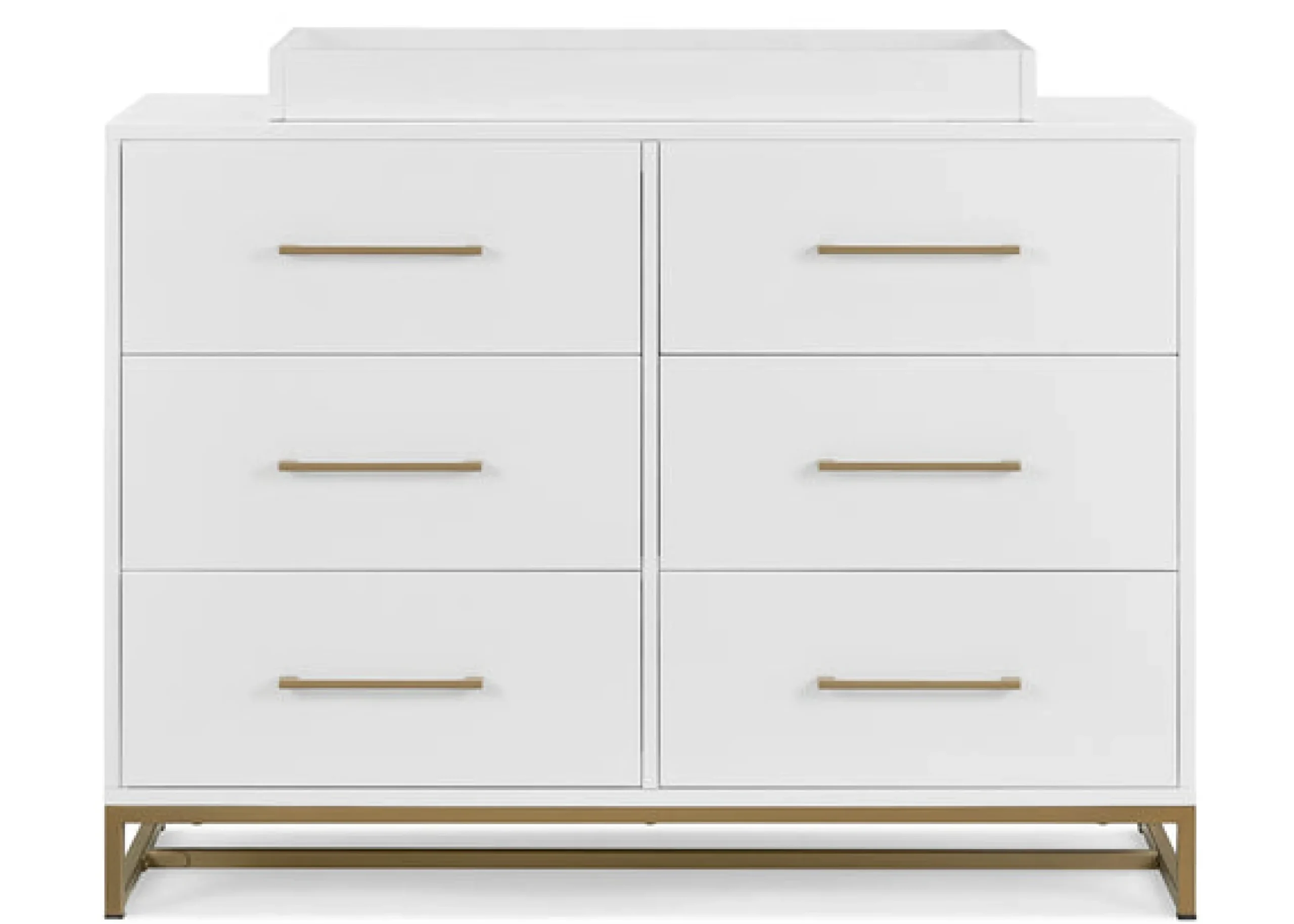 Dressers & Changing Tables|Dressers*Delta Children Jade 6 Drawer Dresser with Interlocking Drawers Bianca White with Melted Bronze (186)