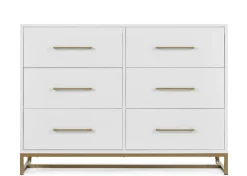 Dressers & Changing Tables|Dressers*Delta Children Jade 6 Drawer Dresser with Interlocking Drawers Bianca White with Melted Bronze (186)