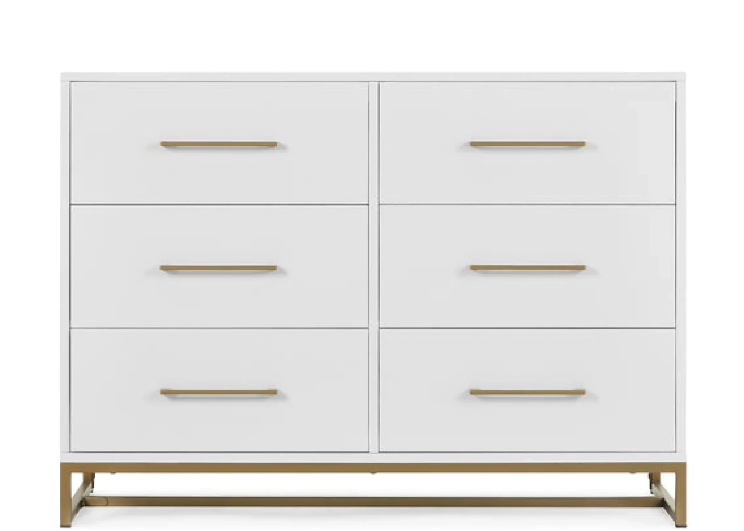 Dressers & Changing Tables|Dressers*Delta Children Jade 6 Drawer Dresser with Interlocking Drawers Bianca White with Melted Bronze (186)