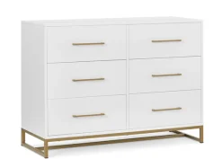 Dressers & Changing Tables|Dressers*Delta Children Jade 6 Drawer Dresser with Interlocking Drawers Bianca White with Melted Bronze (186)