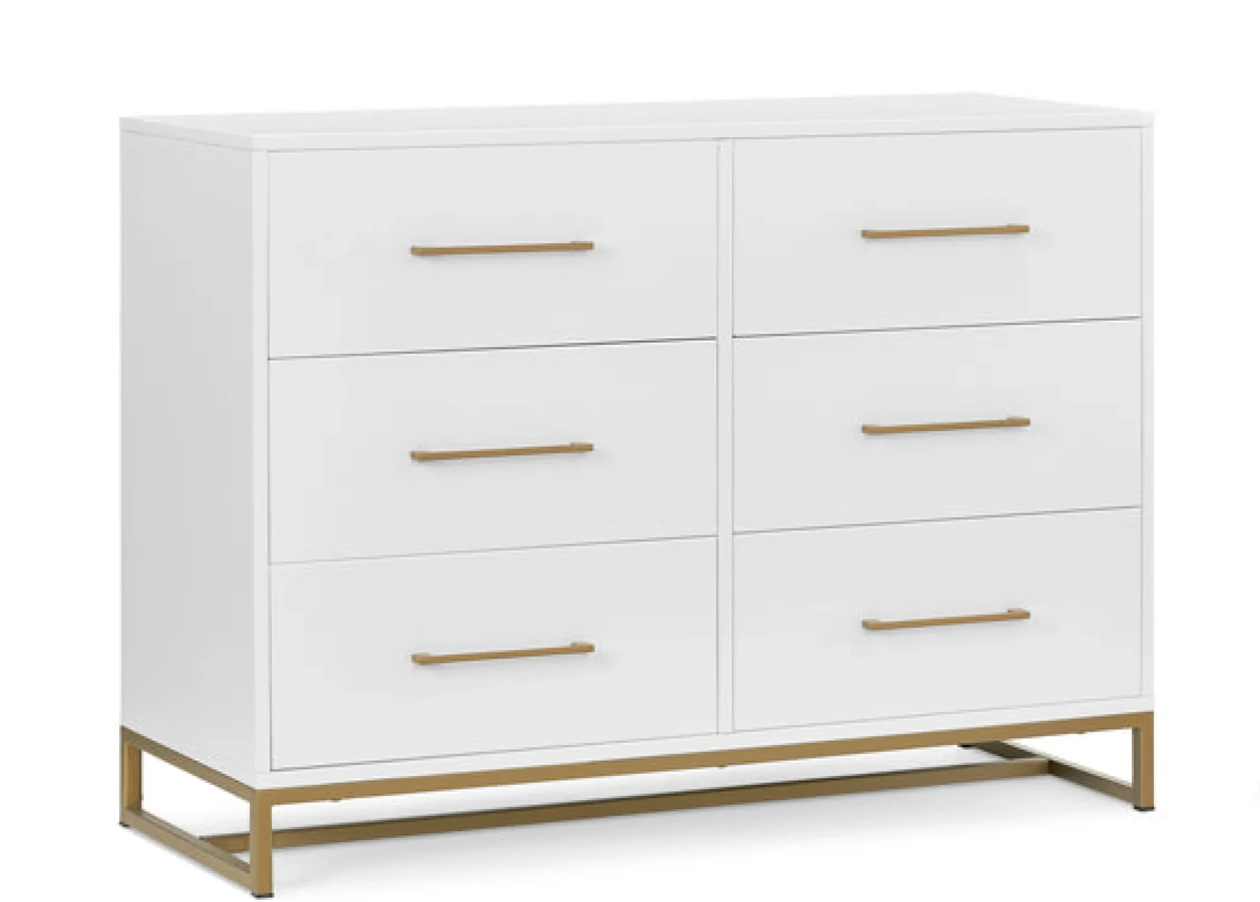 Dressers & Changing Tables|Dressers*Delta Children Jade 6 Drawer Dresser with Interlocking Drawers Bianca White with Melted Bronze (186)