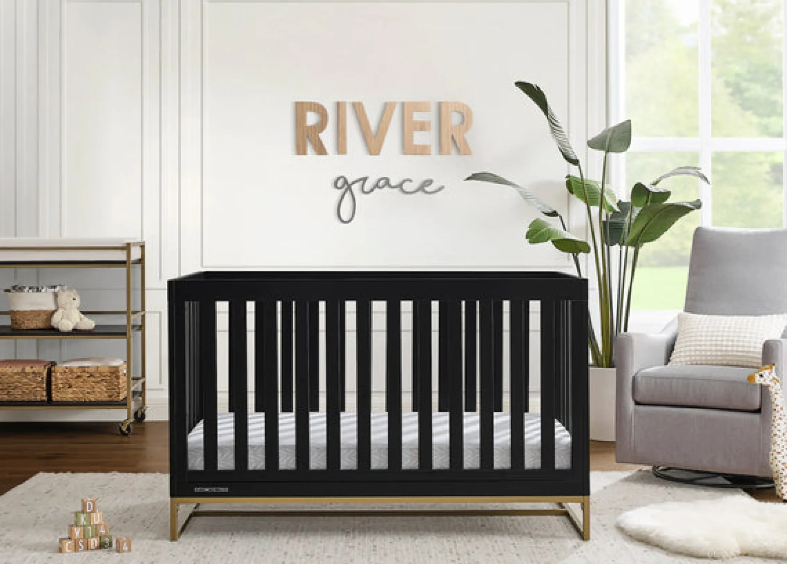 Baby Cribs*Delta Children Jade 4-in-1 Convertible Crib Ebony with Melted Bronze (1500)