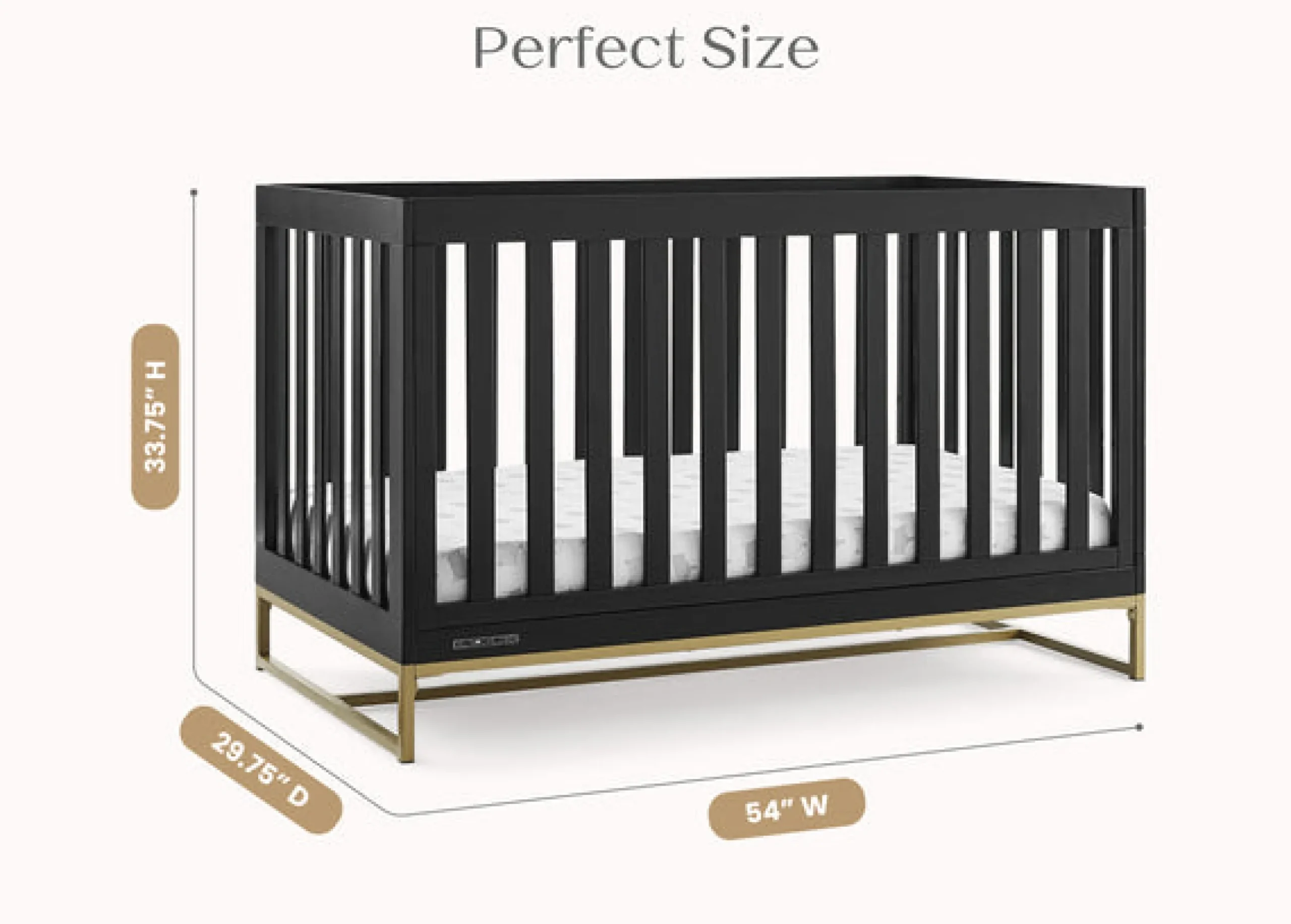 Baby Cribs*Delta Children Jade 4-in-1 Convertible Crib Ebony with Melted Bronze (1500)