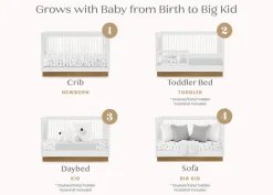 Baby Cribs*Delta Children James Acrylic 4-in-1 Convertible Crib Bianca White with Acorn (1509)