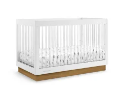 Baby Cribs*Delta Children James Acrylic 4-in-1 Convertible Crib Bianca White with Acorn (1509)
