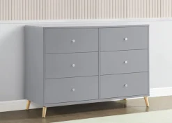 Dressers & Changing Tables|Dressers*Delta Children Jordan 6 Drawer Dresser with Interlocking Drawers Grey with Natural (1359)
