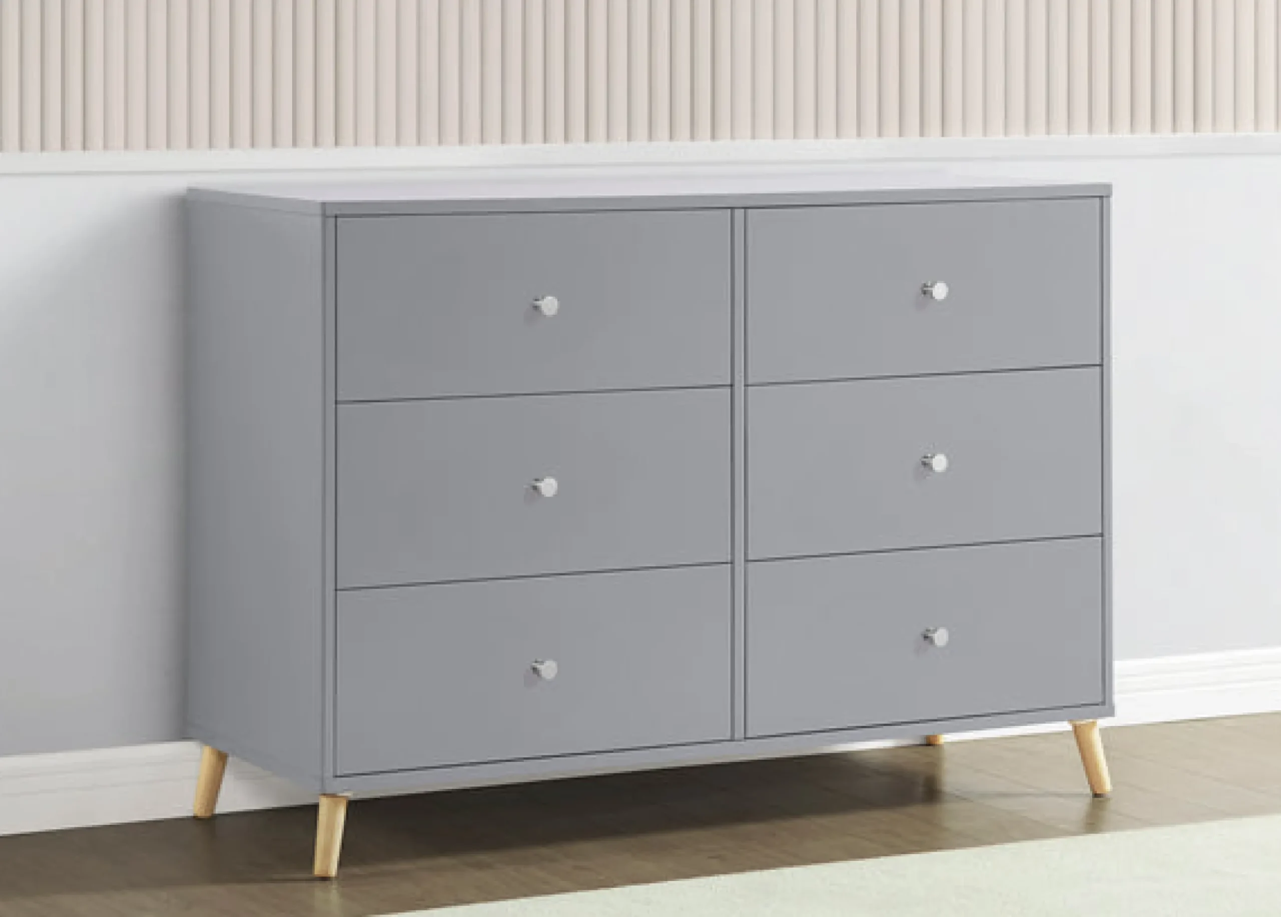 Dressers & Changing Tables|Dressers*Delta Children Jordan 6 Drawer Dresser with Interlocking Drawers Grey with Natural (1359)