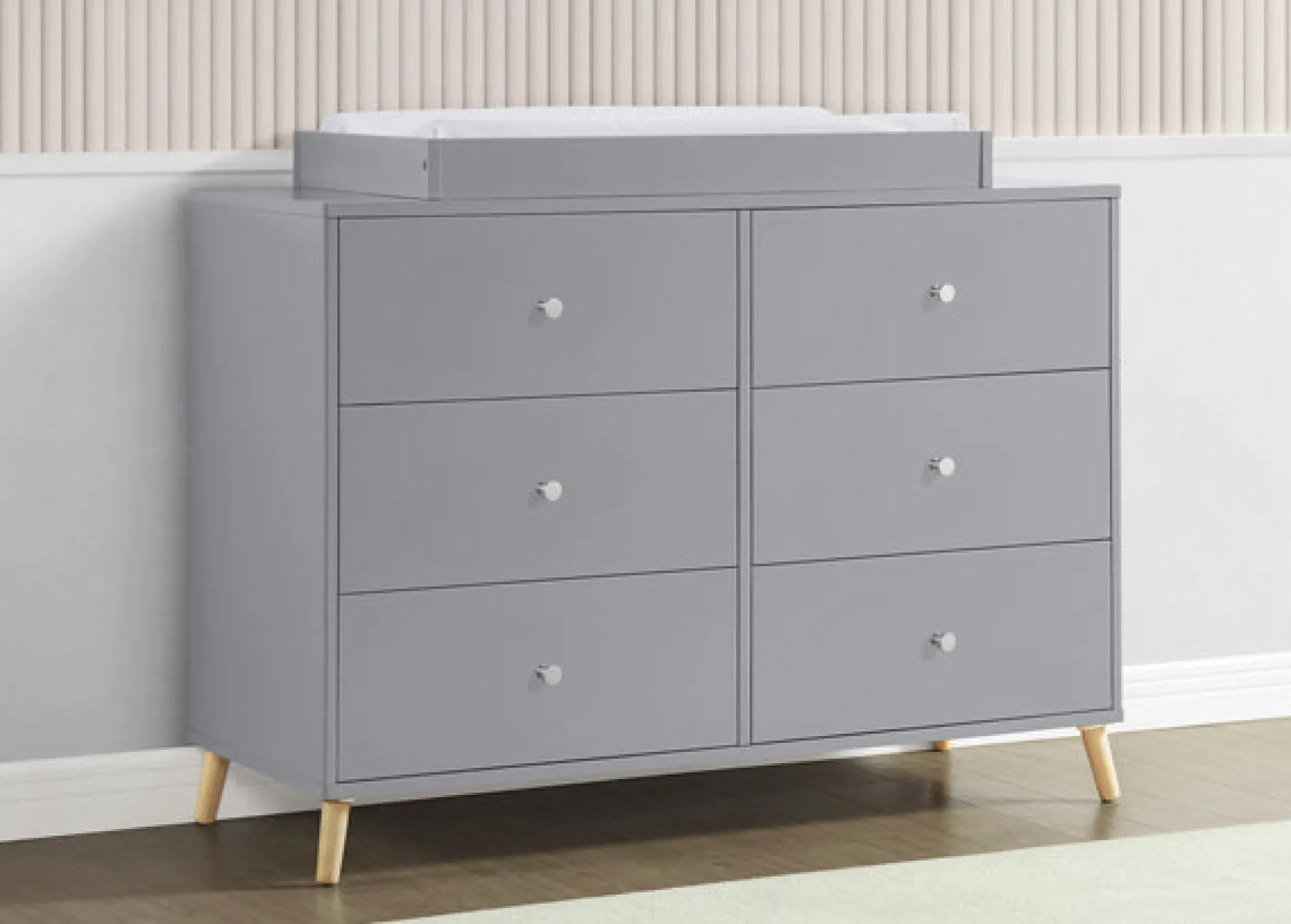 Dressers & Changing Tables|Dressers*Delta Children Jordan 6 Drawer Dresser with Interlocking Drawers Grey with Natural (1359)
