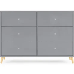 Dressers & Changing Tables|Dressers*Delta Children Jordan 6 Drawer Dresser with Interlocking Drawers Grey with Natural (1359)