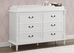 Dressers & Changing Tables|Dressers*Simmons Kids Juliette 6 Drawer Dresser with Changing Top and Interlocking Drawers Bianca White (130)