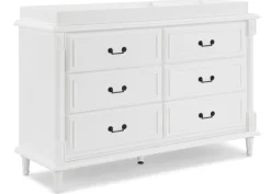Dressers & Changing Tables|Dressers*Simmons Kids Juliette 6 Drawer Dresser with Changing Top and Interlocking Drawers Bianca White (130)