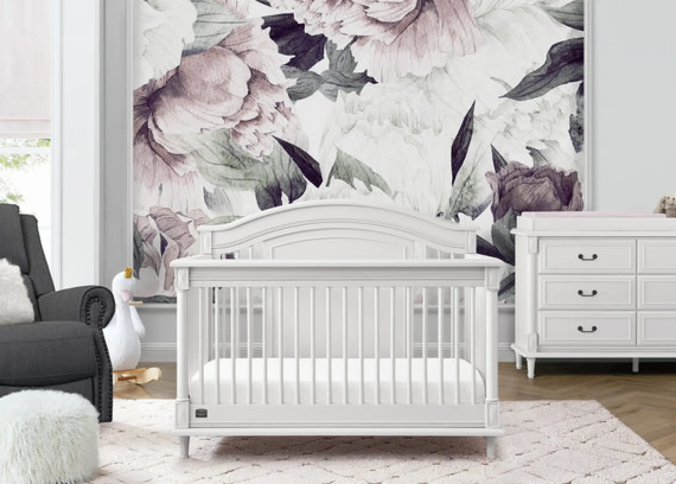 Baby Cribs*Simmons Kids Juliette 6-in-1 Convertible Crib Moonstruck Grey (1351)