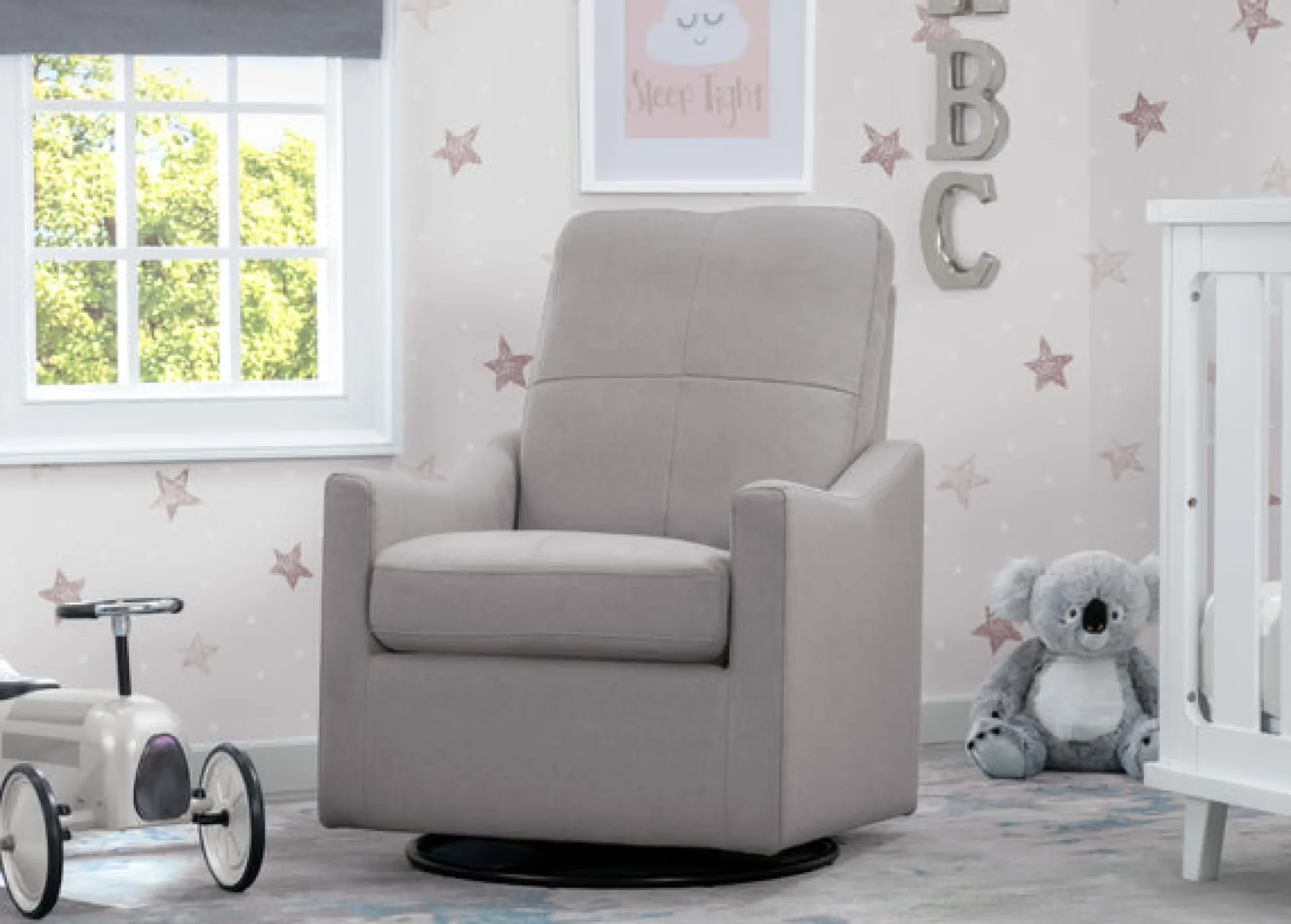 Gliders & Recliners*Delta Children Kenwood Nursery Glider Swivel Rocker Chair French Grey (1304)