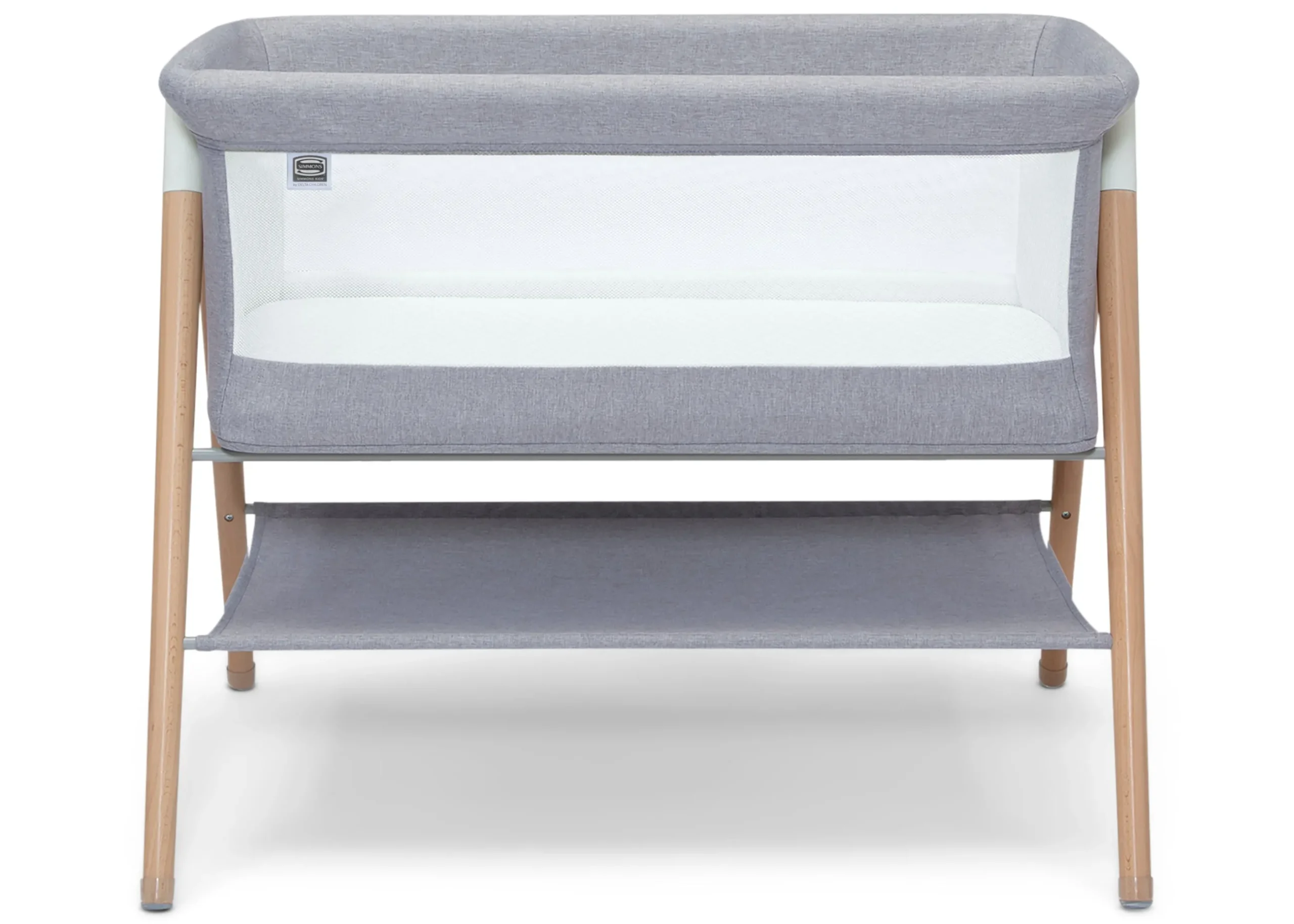 Bassinets|Bassinets*Simmons Kids Koi by the Bed Bassinet with Natural Beechwood Legs