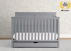 Baby Cribs*Simmons Kids Logan 6-in-1 Convertible Crib with Underdrawer Grey (026)