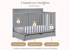 Baby Cribs*Simmons Kids Logan 6-in-1 Convertible Crib with Underdrawer Grey (026)