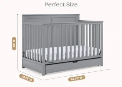Baby Cribs*Simmons Kids Logan 6-in-1 Convertible Crib with Underdrawer Grey (026)